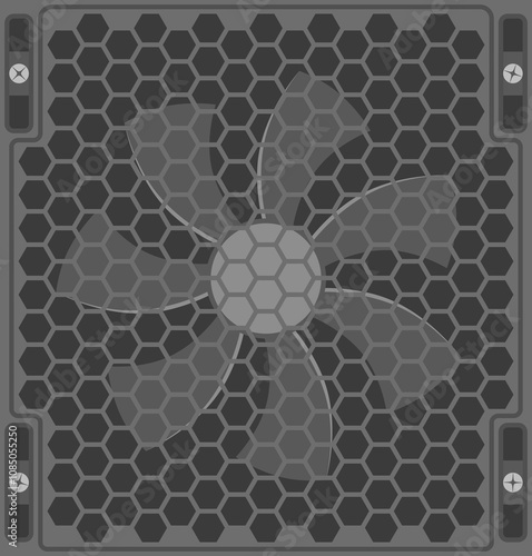 texture of a computer cooler behind a perforated grille