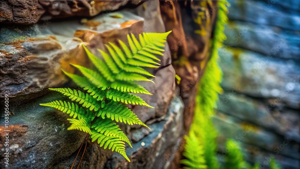 Fern Growing from Rock, Nature Photography, Copy Space