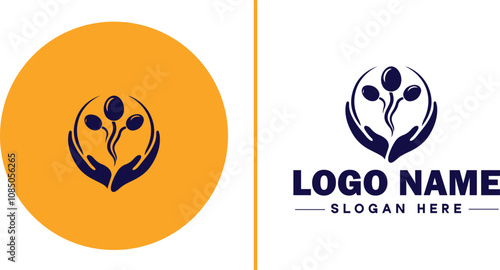 Infertility Clinic icon Fertility clinic Reproductive clinic IVF clinic flat logo sign symbol editable vector