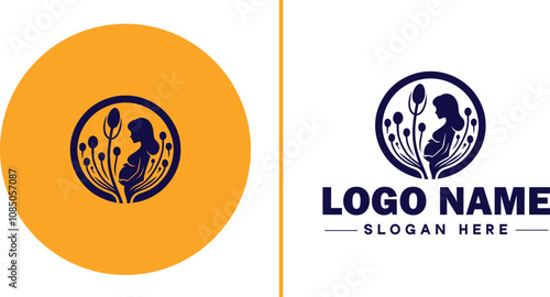 Infertility Clinic icon Fertility clinic Reproductive clinic IVF clinic flat logo sign symbol editable vector