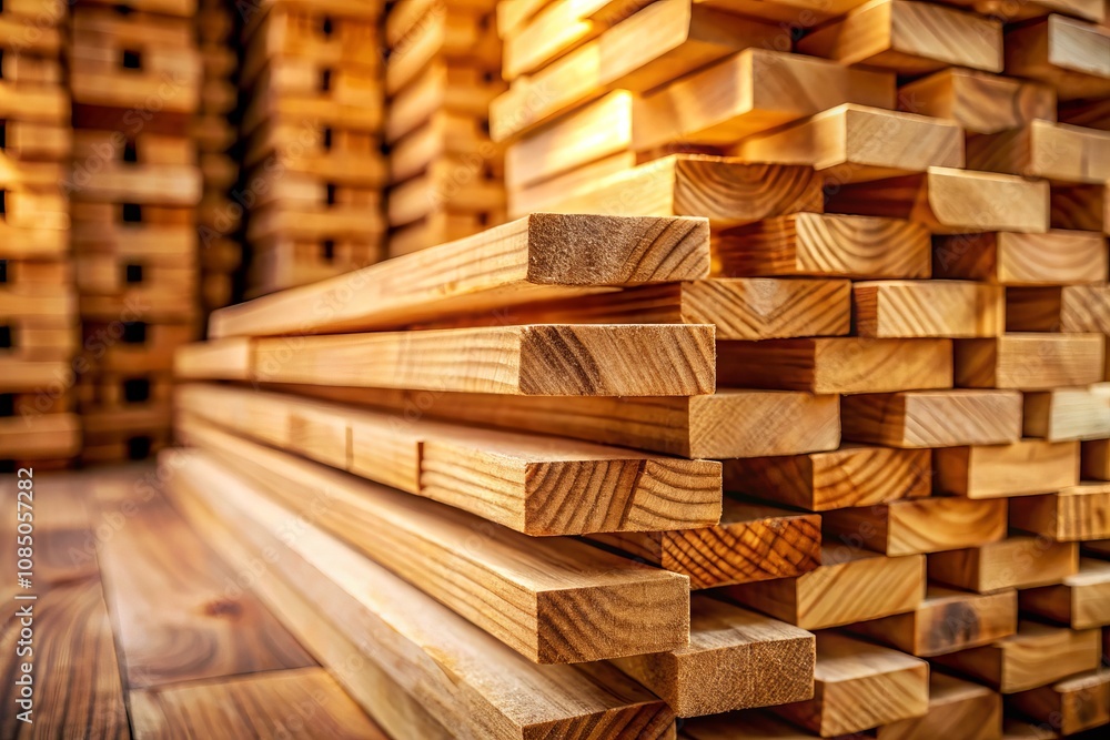 A Serene Close-Up of a Stack of Wooden Bars Showcasing Natural Grain Patterns and Textures in High Depth of Field, Perfect for Home Decor and Crafting Projects A Serene Close-Up of a Stack of Wooden Bars Showcasing Natural Grain Patterns and Textures in High Depth of Field, Perfect for Home Decor and Crafting Projects
