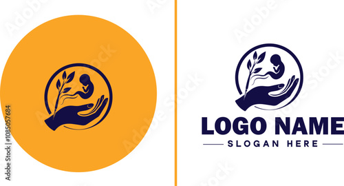 Infertility Clinic icon Fertility clinic Reproductive clinic IVF clinic flat logo sign symbol editable vector