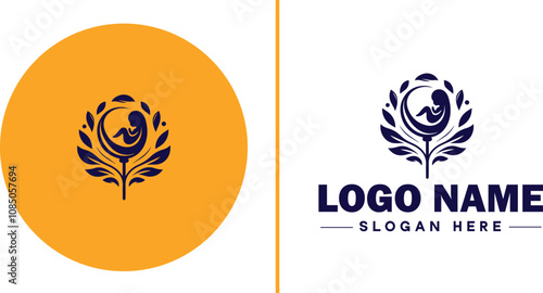 Infertility Clinic icon Fertility clinic Reproductive clinic IVF clinic flat logo sign symbol editable vector