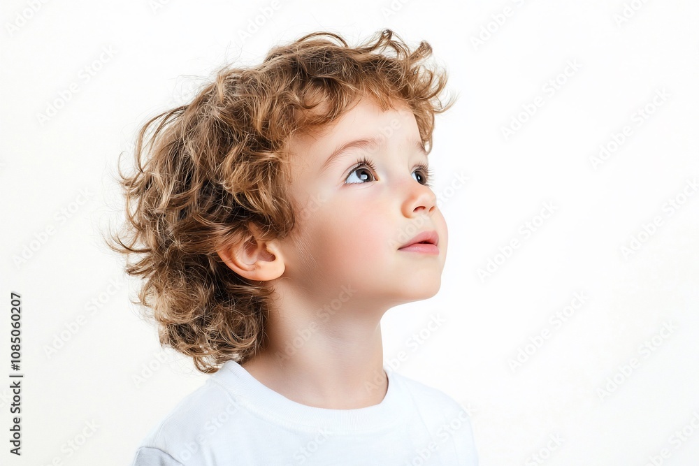 A Curious Child Gazing Upward with Wonder A Curious Child Gazing Upward with Wonder