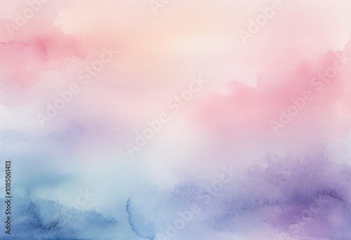 A soft watercolor gradient background with smooth blends of pastel shades of pink, blue and lavender. photo