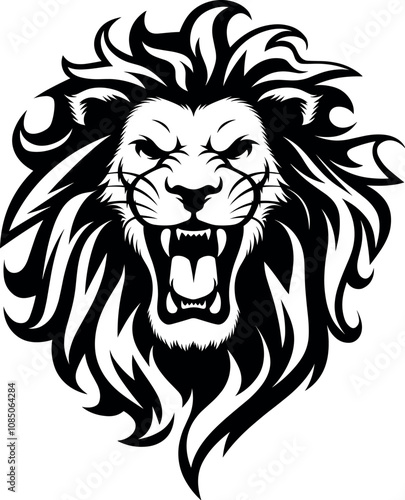 Roaring Lion Head Vector Black Silhouette Cricut Design for T-Shirt