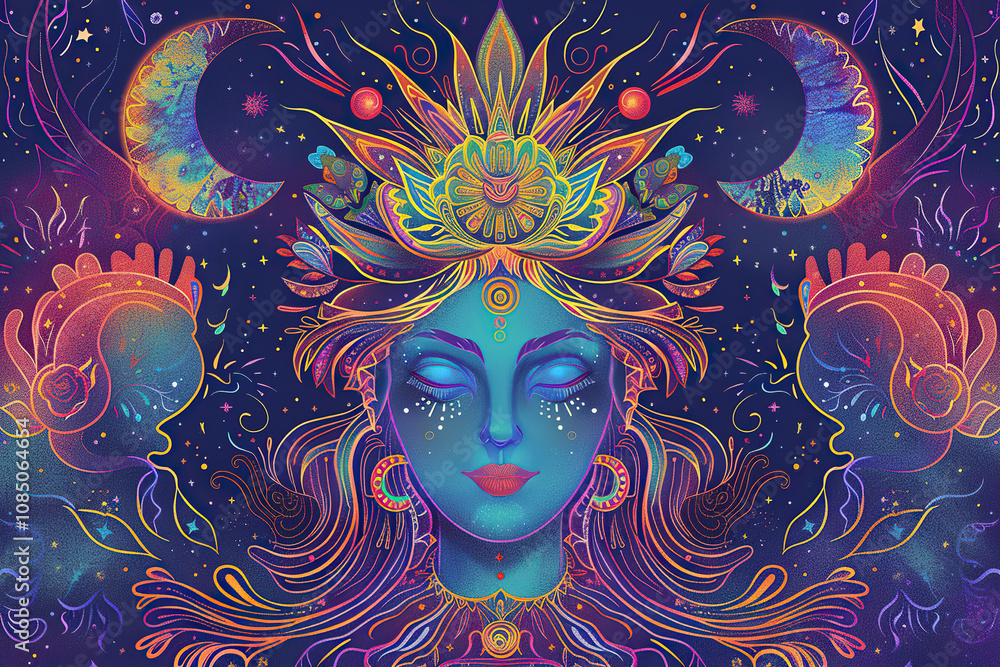 Astrological composition with concept of Virgo zodiac sign symbol Astrological composition with concept of Virgo zodiac sign symbol