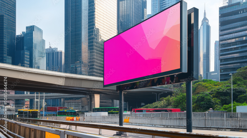Vibrant Empty Billboard Mockup in Urban Environment Vibrant Empty Billboard Mockup in Urban Environment