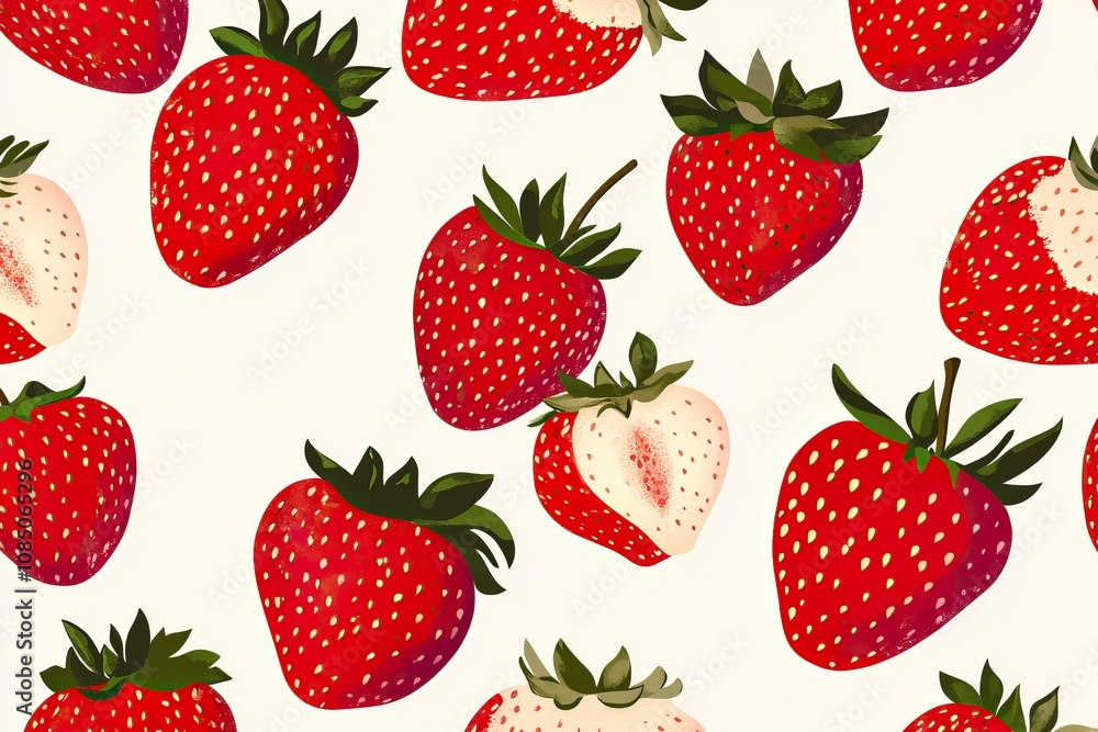Hand drawn texture with trendy Strawberry Pattern. Modern abstract design for paper, covers, fabric and interior decoration. Hand drawn texture with trendy Strawberry Pattern. Modern abstract design for paper, covers, fabric and interior decoration.