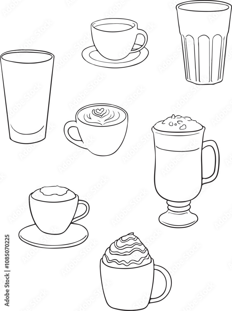 Obraz premium AVector cupcake illustration. hand drawn Christmas. outline isolated. Winter elements for greeting cards, stickers, banners, and seasonal design. Vector set