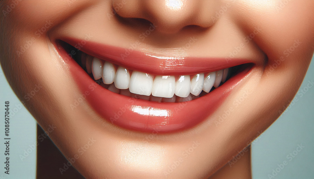 Close-up of a bright and flawless smile showcasing healthy, well-aligned teeth Close-up of a bright and flawless smile showcasing healthy, well-aligned teeth