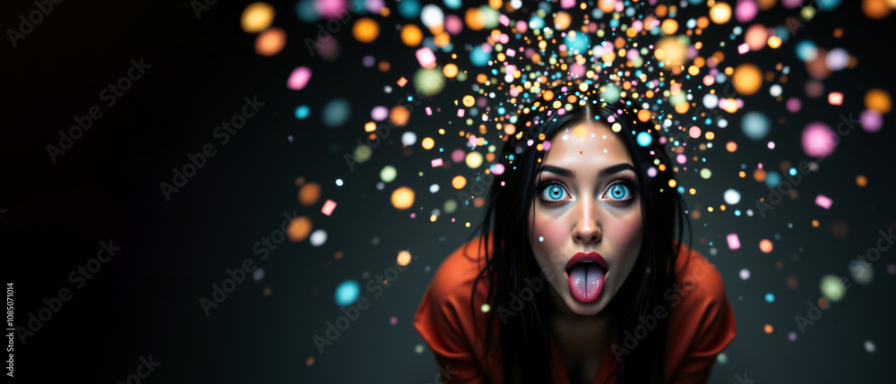 Bird’s-eye View of Colorful Confetti and Fireworks – Playful Celebration Bird’s-eye View of Colorful Confetti and Fireworks – Playful Celebration