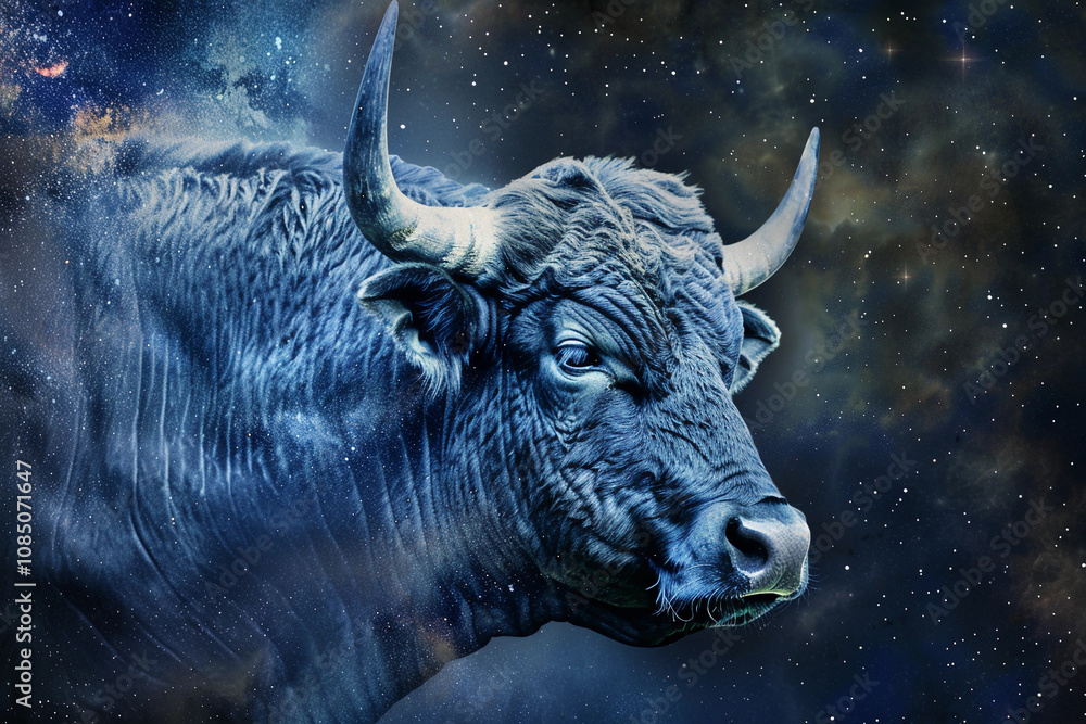 Naklejka premium Astrological abstract composition with Taurus zodiac sign symbol