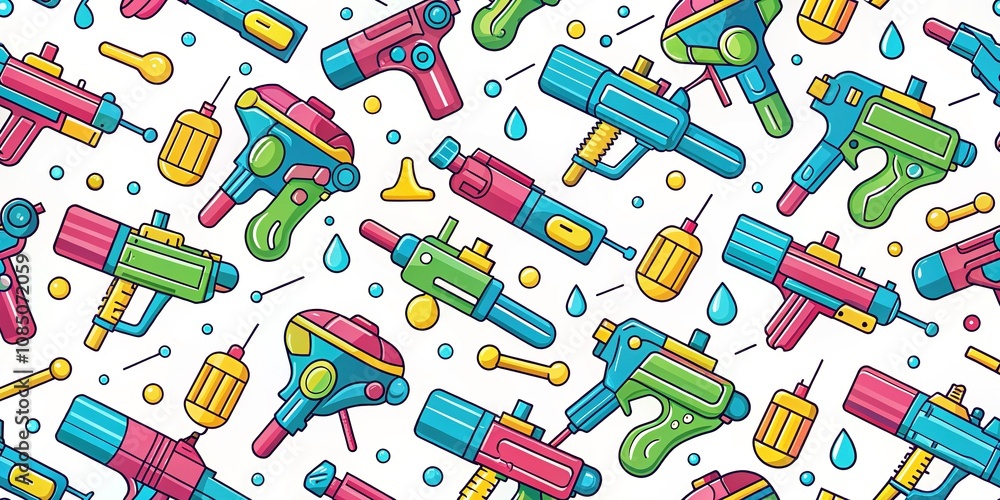 Minimalist Water Gun Doodle Seamless Pattern Background AI Photo Minimalist Water Gun Doodle Seamless Pattern Background AI Photo