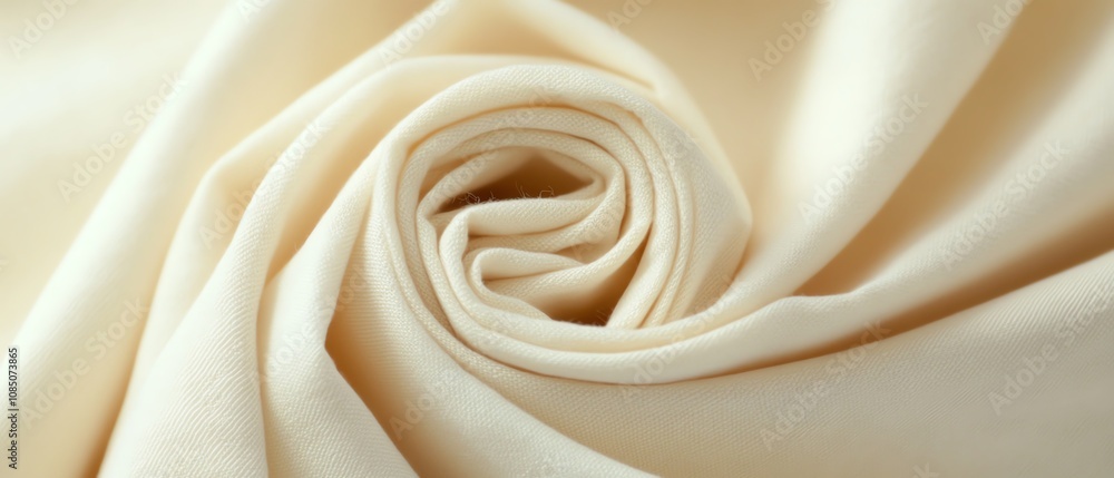 Soft beige fabric rolled in elegant swirl. Soft beige fabric rolled in elegant swirl.