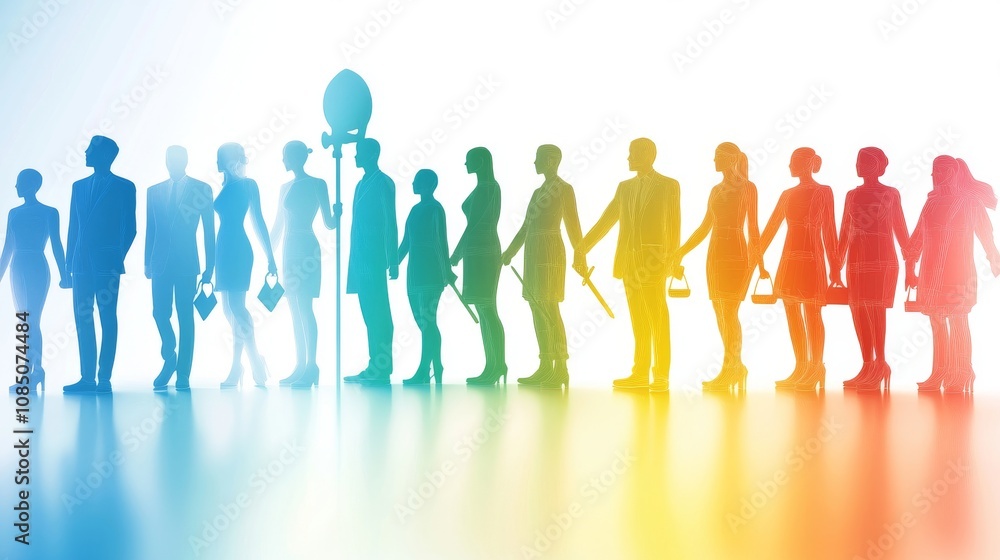Artistic silhouette of diverse professionals. Artistic silhouette of diverse professionals.