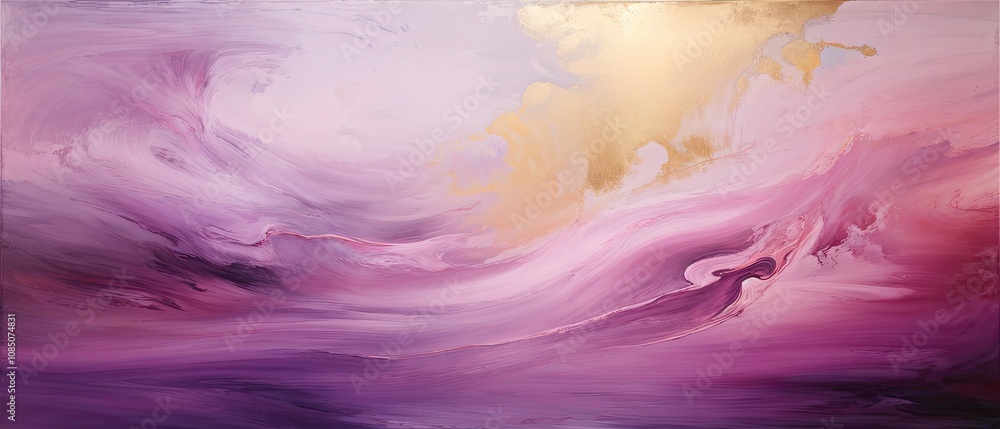 Abstract Painting: Golden Hues in a Purple Dream Abstract Painting: Golden Hues in a Purple Dream