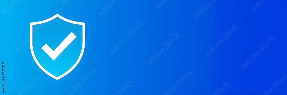 Blue and green shield with a white tick. Symbol of security, agreement. For layout design. Generative AI Blue and green shield with a white tick. Symbol of security, agreement. For layout design. Generative AI