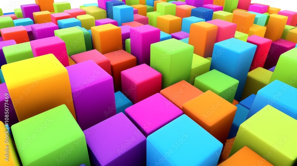 Colorful cubes creating an abstract digital pattern. Colorful cubes creating an abstract digital pattern.