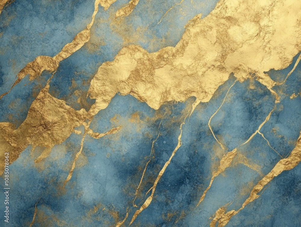 Fototapeta premium Close-up of blue and gold marble