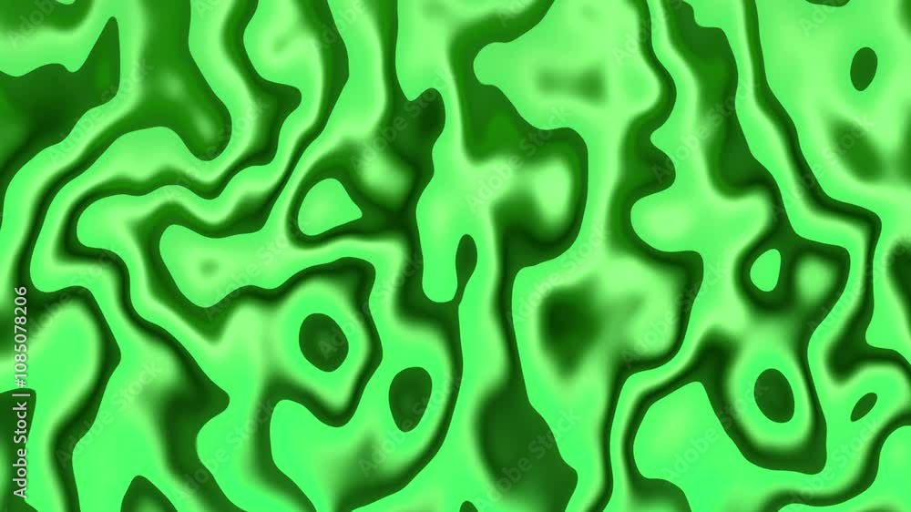 Green abstract pattern featuring fluid organic shapes and smooth texture details.