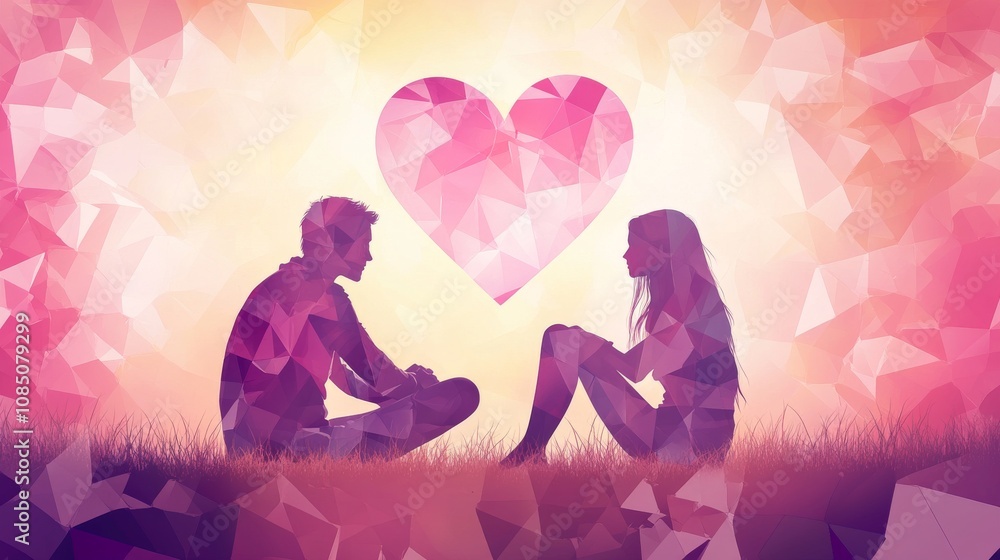 Couple sharing a romantic moment in vibrant hues. Couple sharing a romantic moment in vibrant hues.