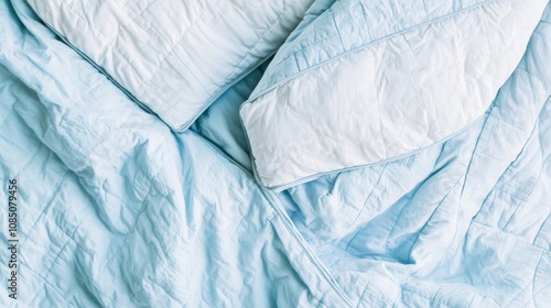 Wallpaper Mural Cozy bedding in soft blue tones for relaxation. Torontodigital.ca