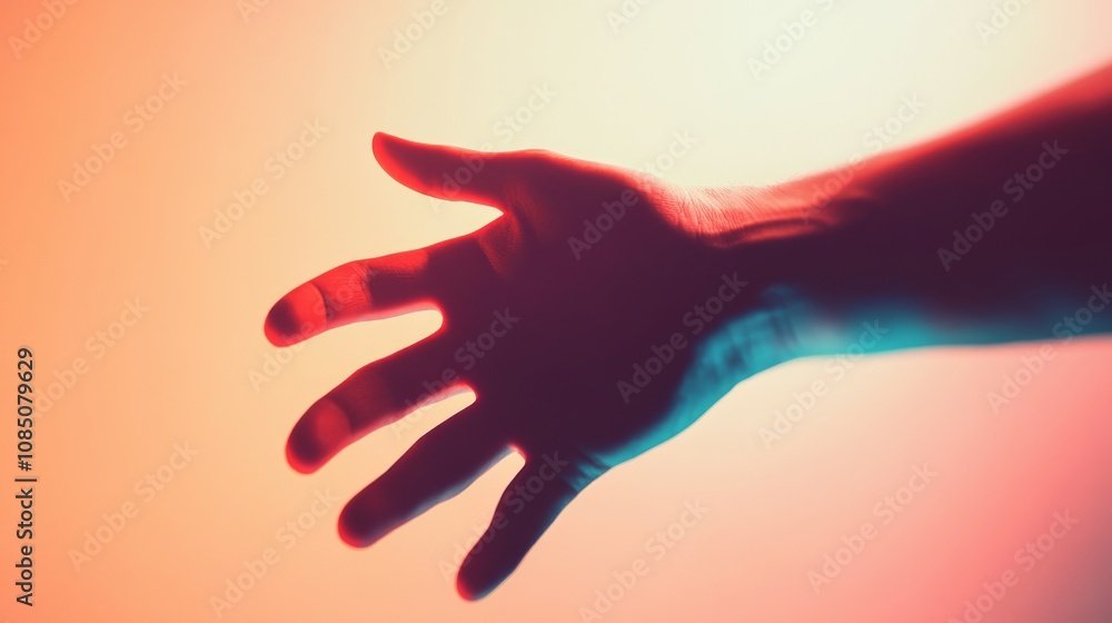Creative hand reaching out with vibrant colors. Creative hand reaching out with vibrant colors.