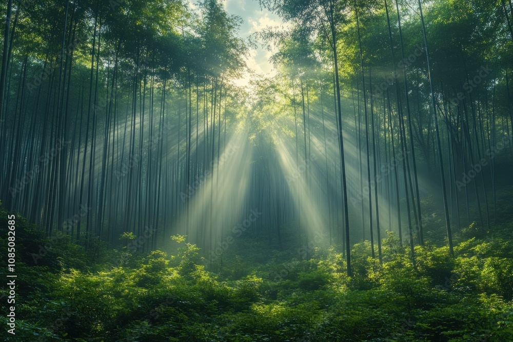 Sunbeams Through a Bamboo Forest Sunbeams Through a Bamboo Forest