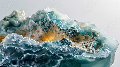 Modern resin sculpture with natural elements photo