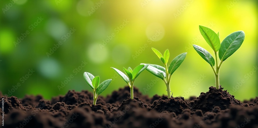 Close-Up of Growing Green Plants in Rich Soil Close-Up of Growing Green Plants in Rich Soil