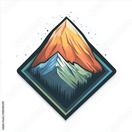 2D logo suitable for a travel company, mainly themed with mountains in the background, Abstract design, AI Generated photo