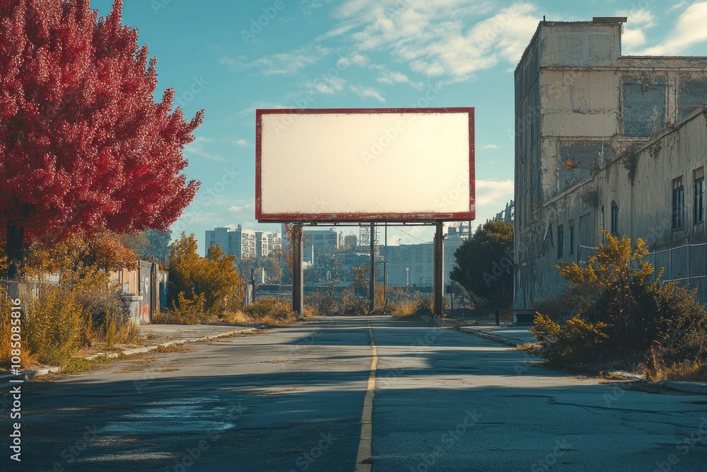 Blank Billboard in an Urban Landscape Blank Billboard in an Urban Landscape