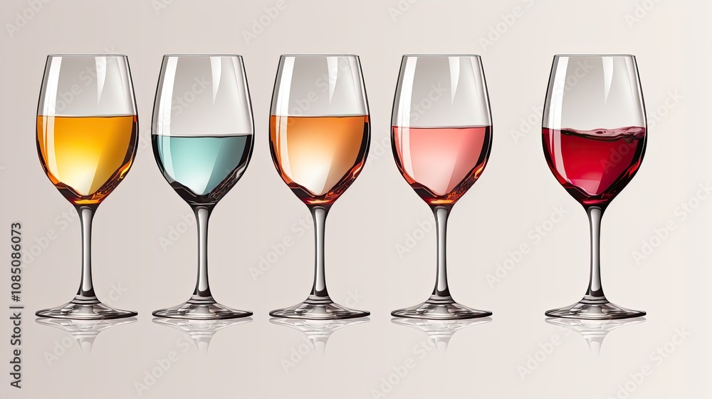 Transparent realistic set of wine glass vector illustration on transparent background Transparent realistic set of wine glass vector illustration on transparent background