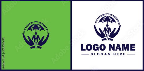 Insurance Broker icon Insurance agent Insurance adviser Insurance intermediary flat logo sign symbol editable vector