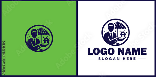 Insurance Broker icon Insurance agent Insurance adviser Insurance intermediary flat logo sign symbol editable vector