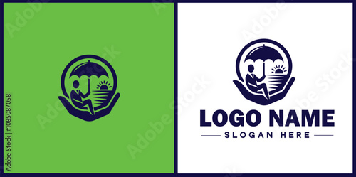 Insurance Broker icon Insurance agent Insurance adviser Insurance intermediary flat logo sign symbol editable vector