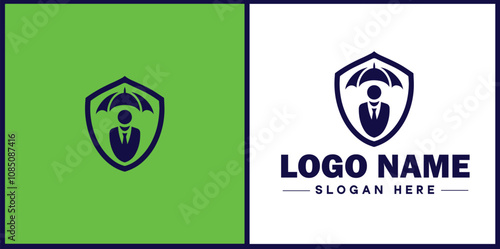 Insurance Broker icon Insurance agent Insurance adviser Insurance intermediary flat logo sign symbol editable vector