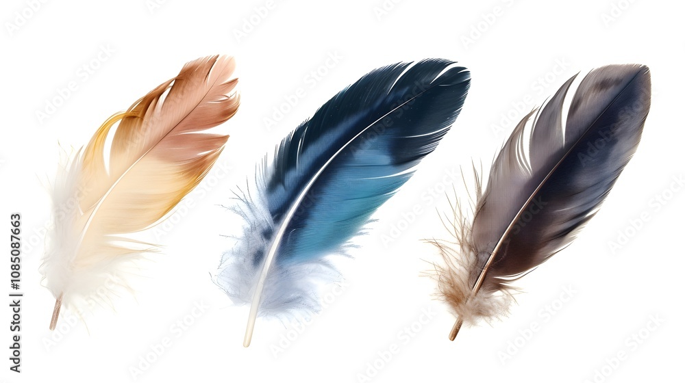 Obraz premium Isolated colorful bird feathers for creative use