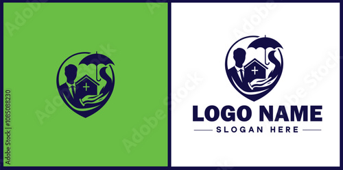 Insurance Broker icon Insurance agent Insurance adviser Insurance intermediary flat logo sign symbol editable vector
