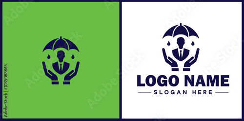 Insurance Broker icon Insurance agent Insurance adviser Insurance intermediary flat logo sign symbol editable vector