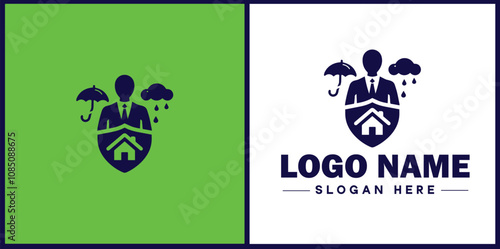Insurance Broker icon Insurance agent Insurance adviser Insurance intermediary flat logo sign symbol editable vector