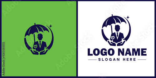 Insurance Broker icon Insurance agent Insurance adviser Insurance intermediary flat logo sign symbol editable vector