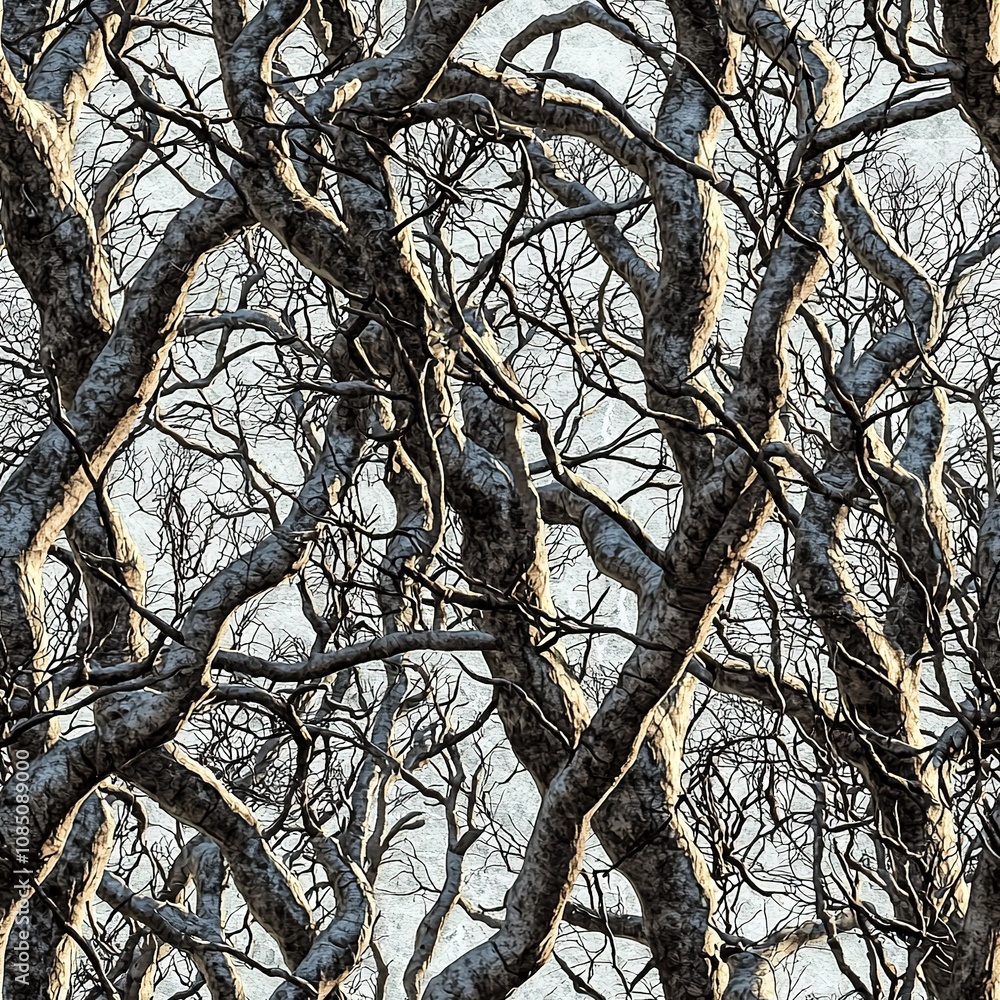 Hunting Tree Branches Camouflage Seamless Pattern Texture