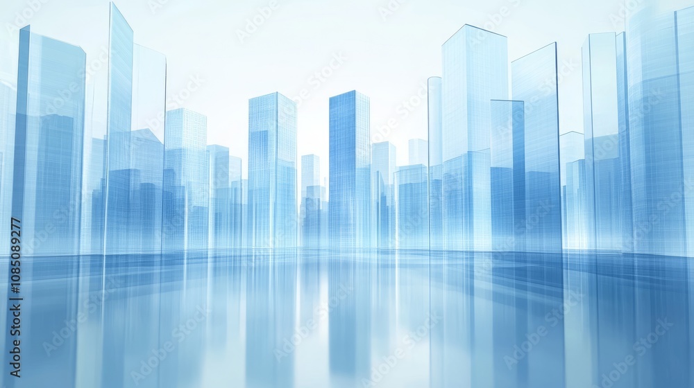 Modern city skyline with glass skyscrapers. Modern city skyline with glass skyscrapers.