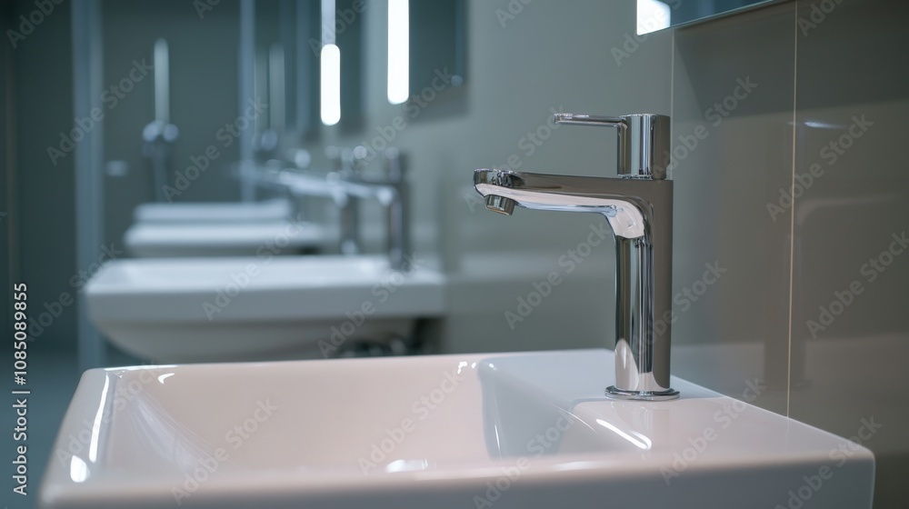 Modern sink in a stylish bathroom setting. Modern sink in a stylish bathroom setting.