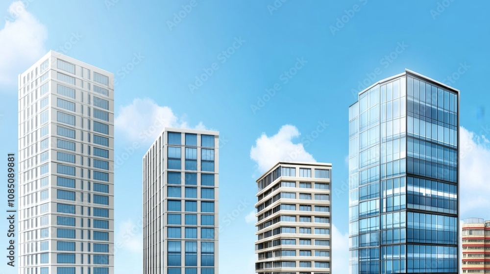 Modern skyscrapers against a clear blue sky. Modern skyscrapers against a clear blue sky.