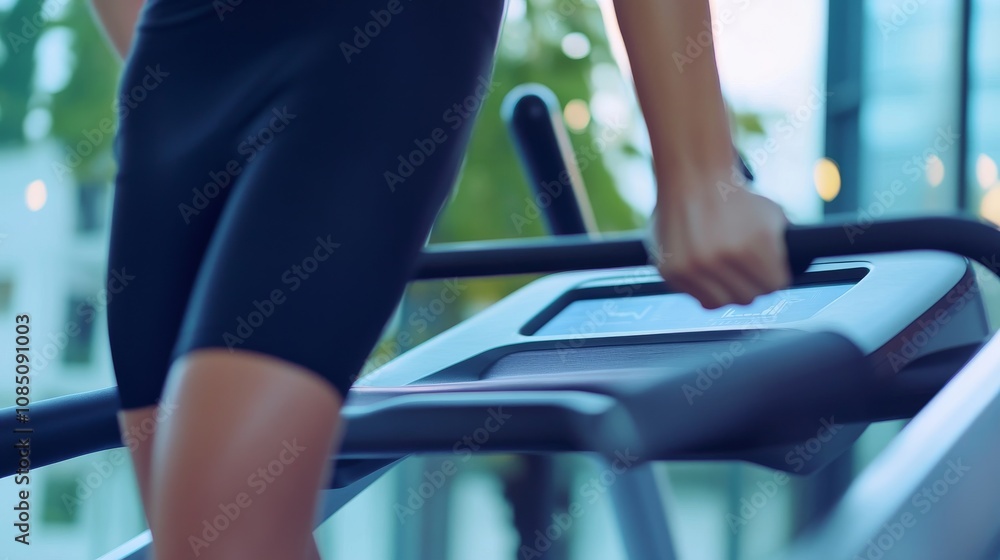 Person exercising on an elliptical trainer. Person exercising on an elliptical trainer.