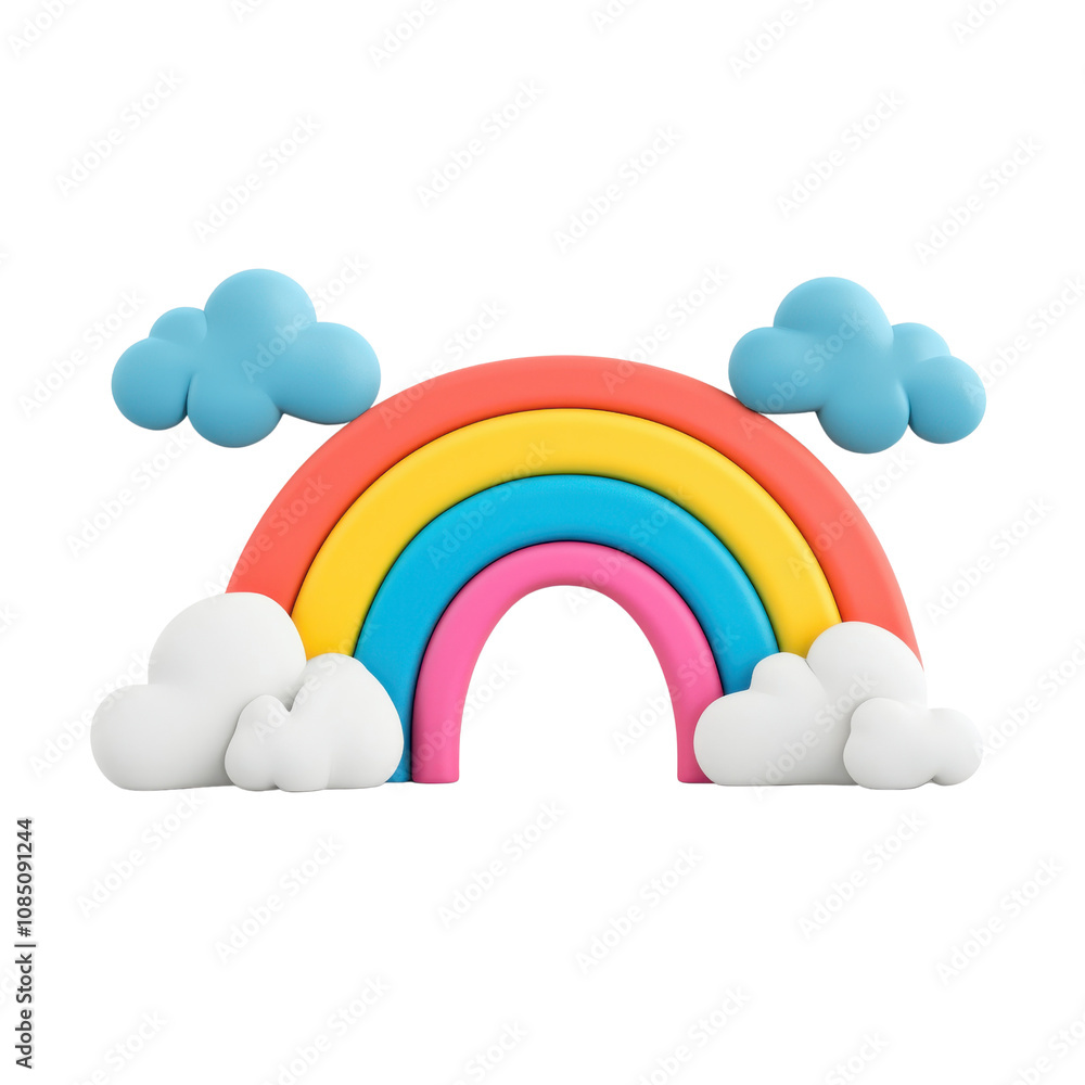 Colorful rainbow with clouds and blue sky Colorful rainbow with clouds and blue sky