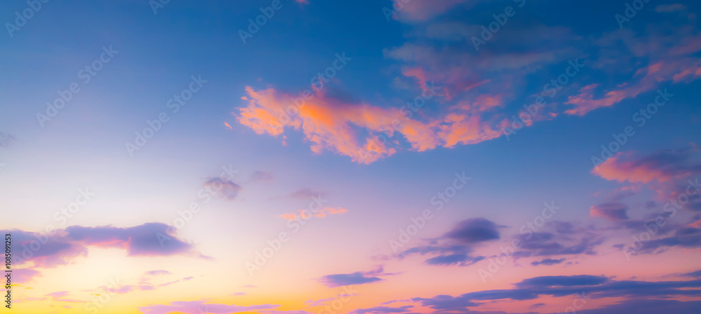 Sunset Sky on the beach with Twilight in the Evening as the colors of Sunset Horizon scene Sunset Sky on the beach with Twilight in the Evening as the colors of Sunset Horizon scene